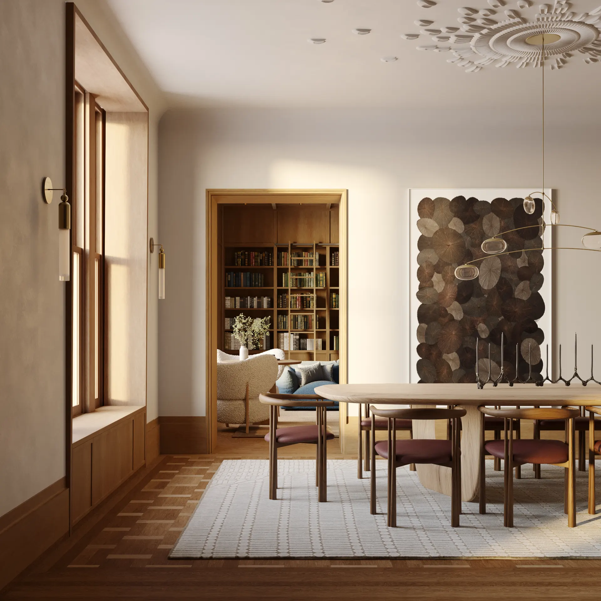 Moving through, the dining room