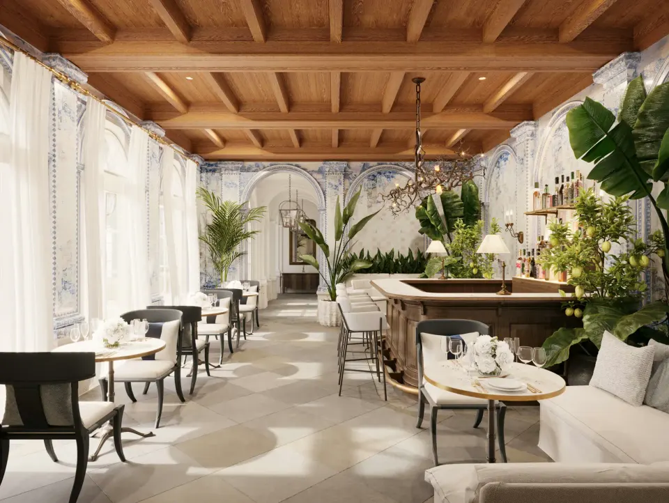 Moving through, the colonnades garden bar