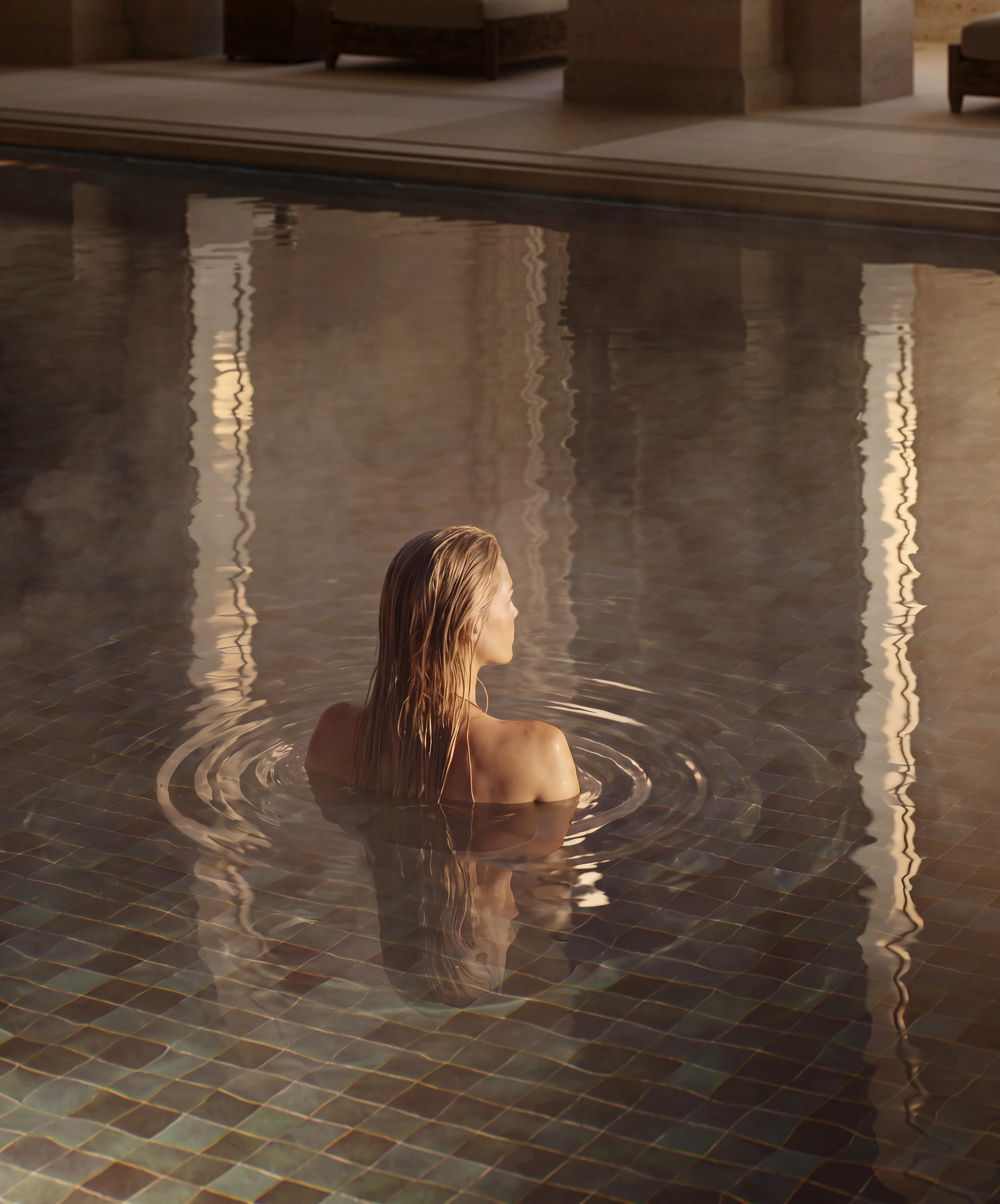 Swimmer in the indoor pool